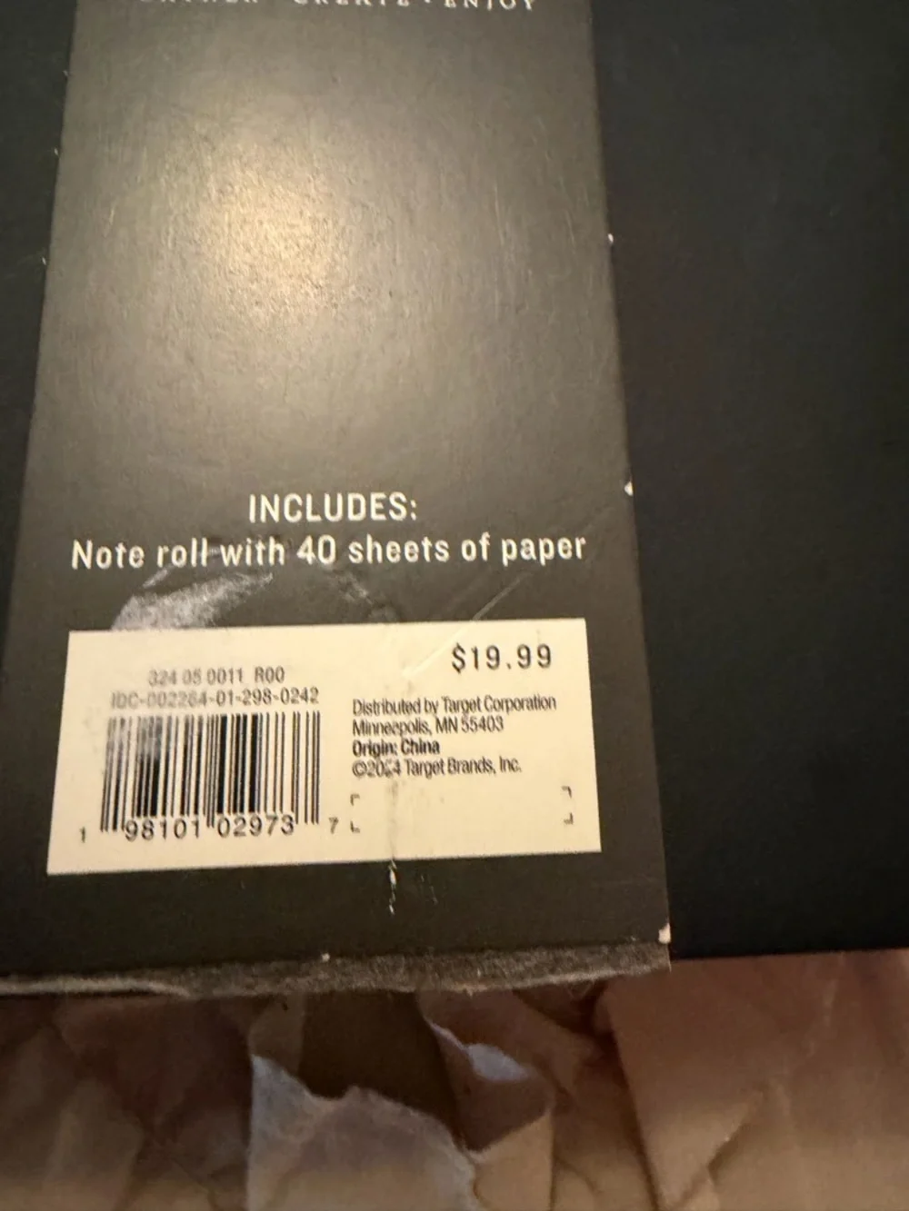 Hearth & Hand NWT  Black and Gold Metal Paper Note Roll